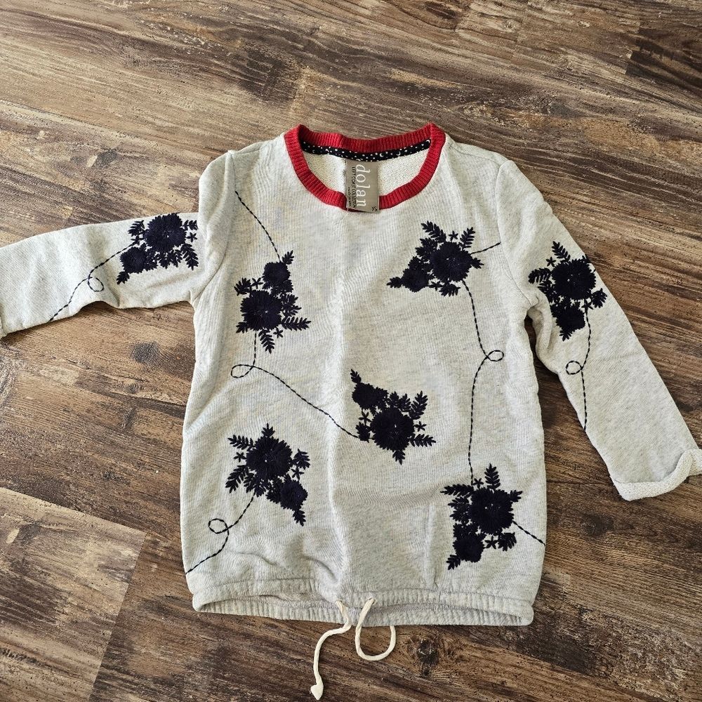 Dolan Left Coast Embroidered Floral Sweatshirt Size XS  Floral Embroidered